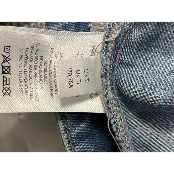 BDG Urban Outfitters Denim Skort Skirt Button Fly Raw Hem Patch Pockets Zip 31 - Picture 10 of 10